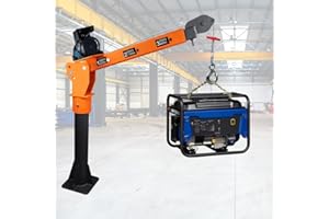 GRIPWAY Industrial Folding Hoist Truck Crane - 2200lb Max Load, 110V Electric Hoist, 1320lb Pull Force, Painted Steel Jib, Perfect for Goods Lifting in Warehouses, Construction & Factories