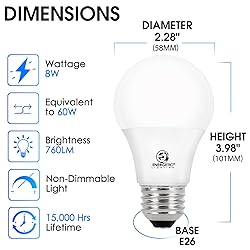 Energetic 60W Equivalent, A19 LED Light Bulb, 5000K