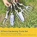 Garden Tool Set 5 Pack, Cast-Aluminum Heavy Duty Gardening Kit 5 Piece Hand Trowel, Transplanter, Cultivator, Weeding Fork and Weeder with Soft Rubberized Non-Slip Ergonomic Handle for Garden Workthumb 1