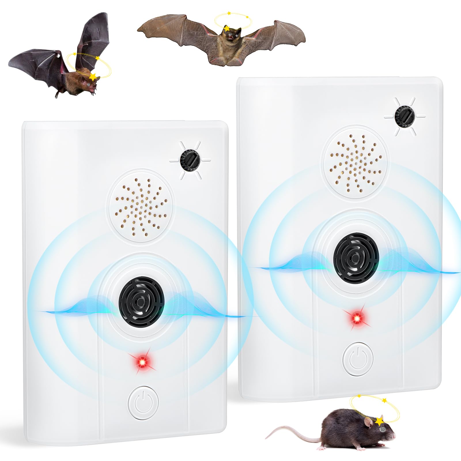 Photo 1 of 2 Pack 2025 Upgraded Ultrasonic Bat Repellent Devices for Attic Porch House, Adjustable Bats Exclusion Device for Indoor Use, Electronic Plug in Bat Deterrent System, Friendly to Human and Pet