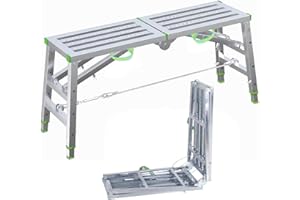 DaoLift 62.99"x14.57" Scaffolding Platform 660 lbs Capacity Foldable Ladder Platform Heavy Duty Adjustable Height Working Platform Non-Slip Scaffolding Ladder Used for Home Decor/Painting/RV Cleaning