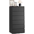 FOTOSOK 7 Drawer Dresser, Black Dresser Tall Dresser, 23.6W x 15.7D x 46.7H in Black Chest of Drawers with Large Storage Space for Home