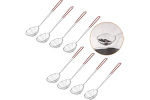 8 Pieces Stainless Steel Spider Strainer Spoon Small Wire Skimmer Colander with Handle for Hot Pot, Tortellini and Meatball