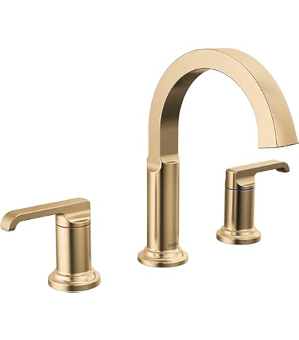 Delta Faucet Tetra Gold Widespread Bathroom Faucet 3 Hole, Gold