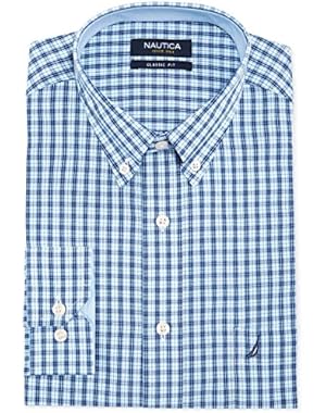 Mens Long Sleeve Blue and Green Checker Dress Shirt 15.5 34-35