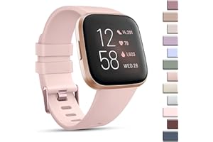 Mugust Sport Bands Compatible with Fitbit Versa 2 / Fitbit Versa/Versa Lite/Versa SE, Classic Soft Silicone Replacement Wristbands Straps for Fitbit Versa 2 Smart Watch Women Men (Small,Light Pink)