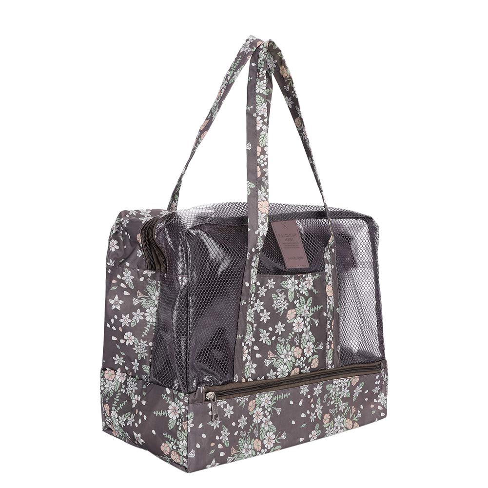 Mesh Beach Bag Tote Waterproof Swim Bag Dry and Wet Separated Picnic Bag Outdoor Grocery Organizer Sand Toy Storage Bag for Women Girls Picnic Beach Gym Camping Hiking 36x29x18cm