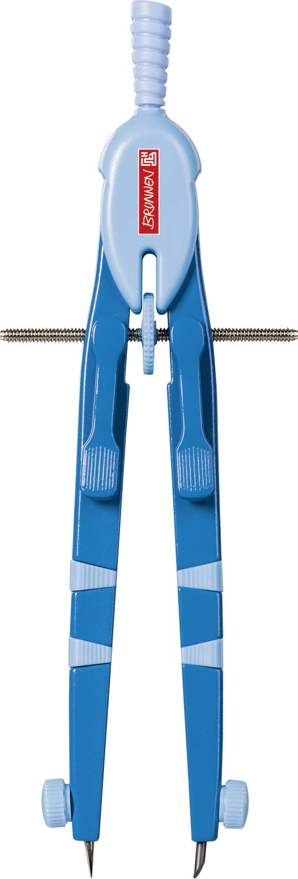 Brunnen 104954090 Spring Bow Compass Length 170 mm in Shatterproof Plastic Case with Transparent Lid Azure Colour Code"Peak 4" (for Circles up to 38 cm Diameter