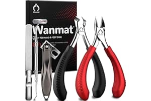 5 in 1 Professional Toenail Clippers for Thinck & Ingrown Nails, Upgraded Podiatrist Toe Nail Clippers for Men, Sharp Blade Nail Cutter Set, Wanmat