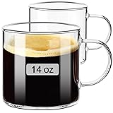 PARACITY Clear Coffee mug 14oz, Glass Coffee Mugs