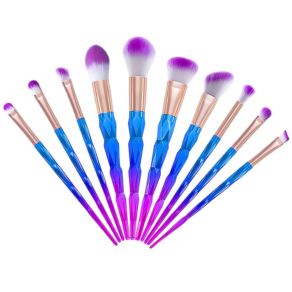 Makeup Brush Set 10 Pieces, L’aise vie Premium Synthetic Kabuki Foundation Face Powder Blush Eyeshadow Brush Lip Brushes Colorful Makeup Brush Kit Cruelty-Free Synthetic Fiber Bristles