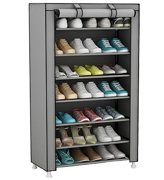 UDEAR 8 Schicht Staubdichtes Schuhregal Shoe Racks Schuhschrank Schuhablage Grau