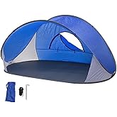 Pop-Up Beach Tent Sun Shade Portable Outdoor Family Shade Tent with Carrying Bag (Shelter Measures: 86" L x 47" W x 39" H)