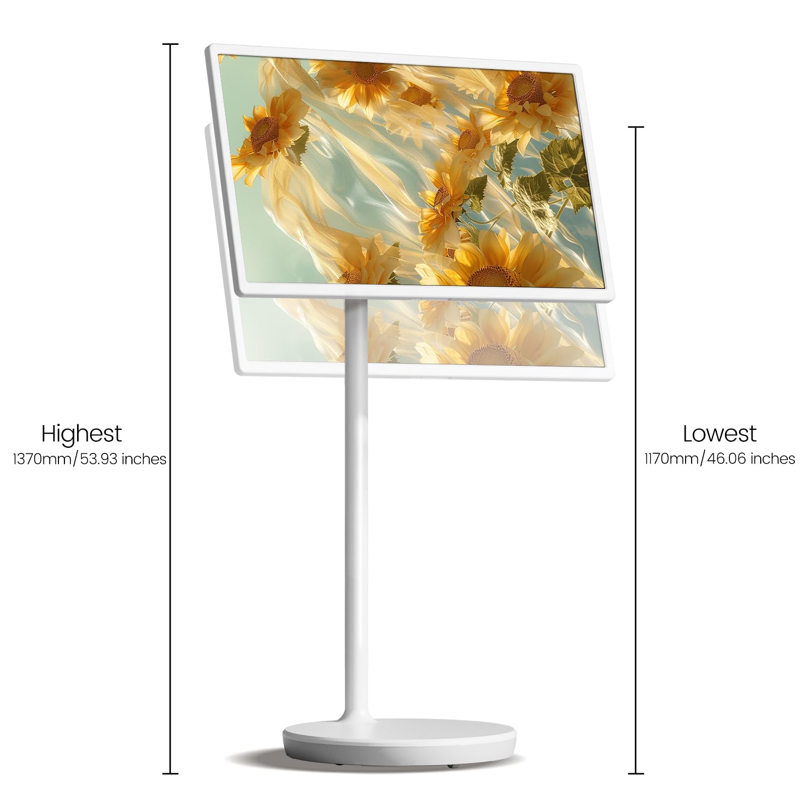 32-Inch Portable TV with Touch Screen | 6GB RAM + 128GB Storage | 1080P Full HD Portable Monitor with Built-in 8-Hour Battery | Android 13 OS | Rolling TV on Wheels | Remote Control