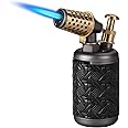 Butane Torch Lighter, Adjustable Refillable Torch Lighters with Safety Lock, Windproof Butane Torch, Antique Lighters with Punch, Blue Jet Flame Cooking Torch for Kitchen/BBQ/Candle/Camping (No Gas)