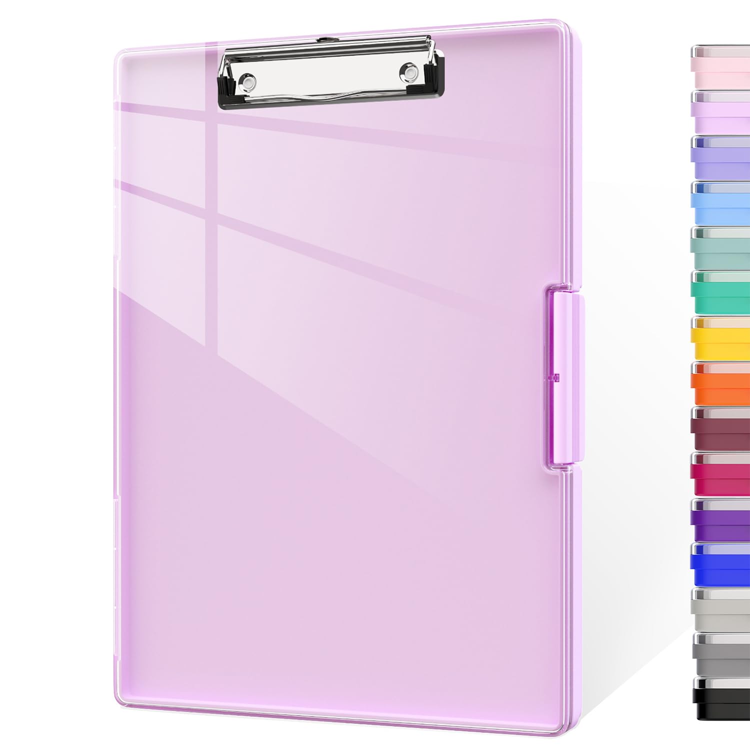 Piasoenc Clipboard with Storage, 8.5 x 11 Clip Boards with 2 Storage Case and A4 Paper Folder, Clear Dry Erase Top Panel, Heavy Duty Plastic, Folio & Side-Opening, for Nurses, Teachers, Deep Pink