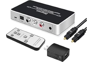 Dingsun Digital to Analog Audio Converter Optical to Analog Converter with IR Remote, DAC Converter Support 192KHz/24bit Compatible with DVD, PS, Plasma, Blu-ray, Home Cinema Systems etc.