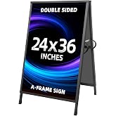 Yakpho Heavy Duty Slide-in Folding A Frame Sign Sandwich Board Sidewalk Sign 24x36Inch Coated Steel Metal Double-Sided Pavement Sign Black 1-PACK (Frame only)