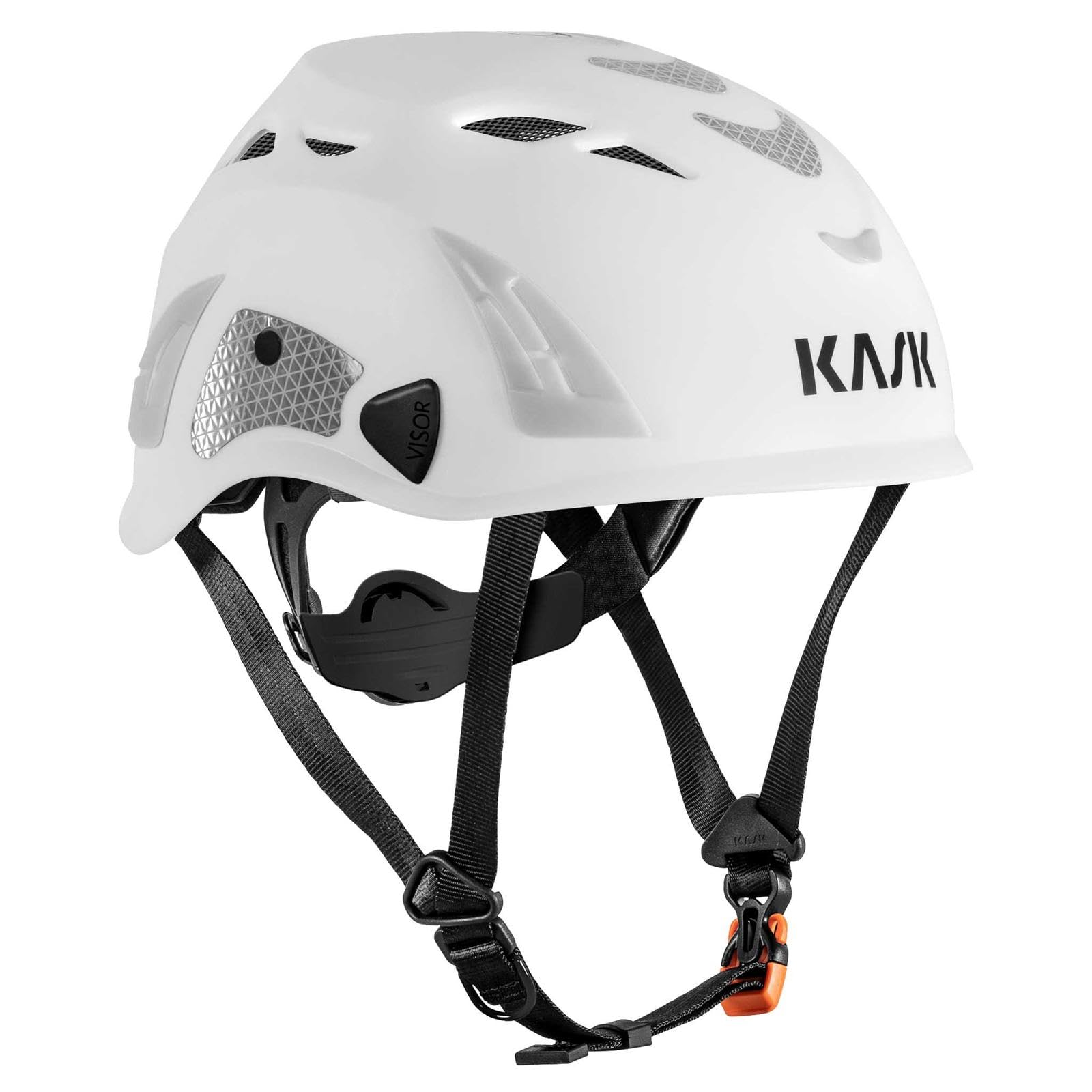 KASK Superplasma HI VIZ Safety Helmet with Rotating Wheel, Reflective Stripes, EN 397, Colour: White