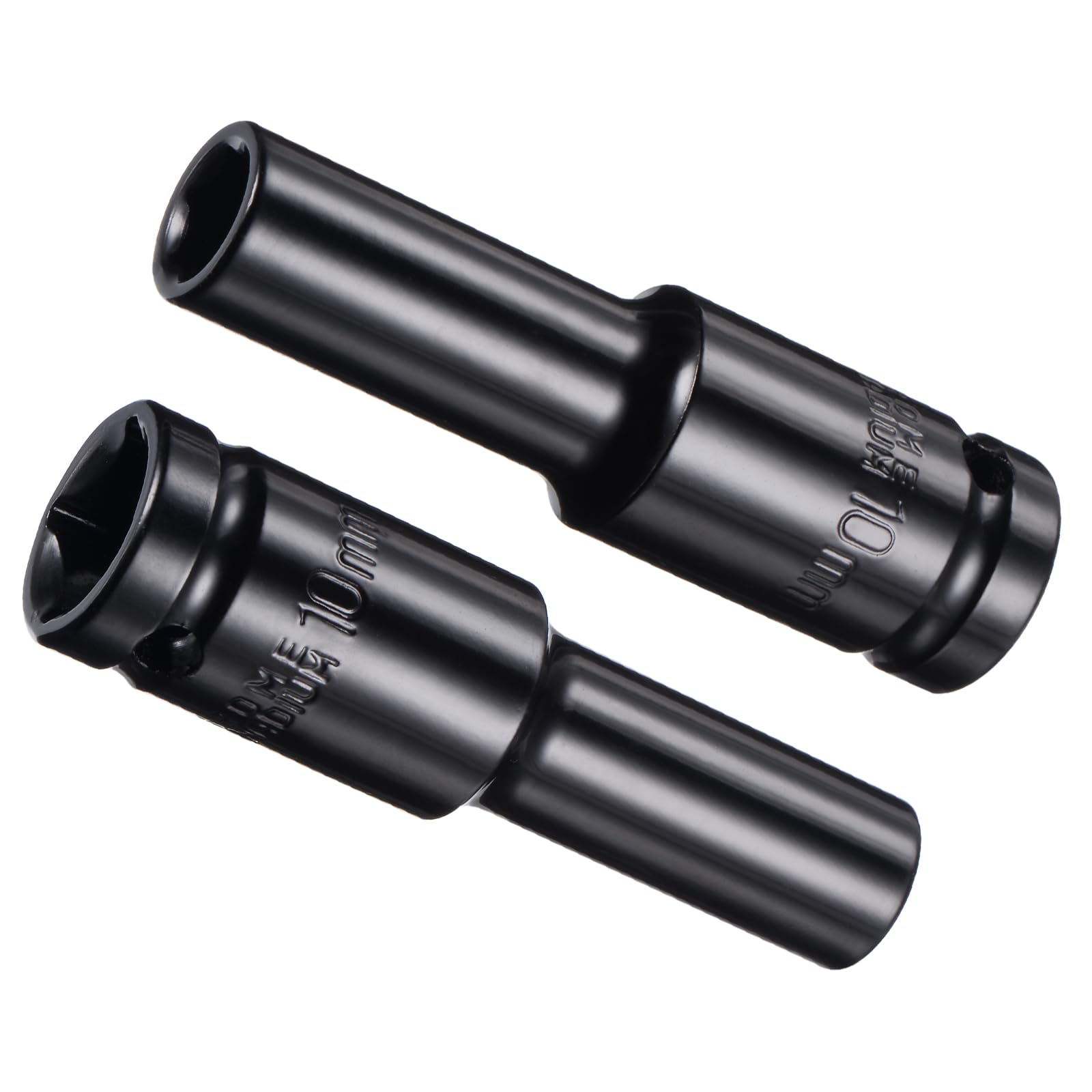 CoCud Deep Impact Socket, 1/2" Drive 10mm Socket, CR-V Steel Rounded Corner Design 6-Point Deep Impact Socket - (Applications: for Screw Installation and Removal), 2-Pieces