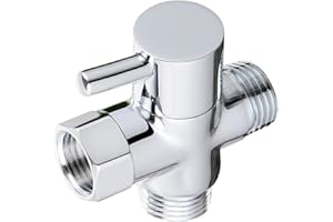 Nasml Solid Brass 3-way G1/2 Shower Diverter Shower Head Diverter Valve 20mm Diameter 3-Way Universal Shower System Replacement PartShower Arm Diverter Valve for Hand Held Showerhead (Chrome)