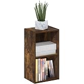 Furinno PASIR Book Shelf, 2-Tier Modern Bookshelf, Open Shelves Bookcase 9 x 12 x 21, Easy Assembly, for Living Room, Bedroom, Home Office, Amber Pine