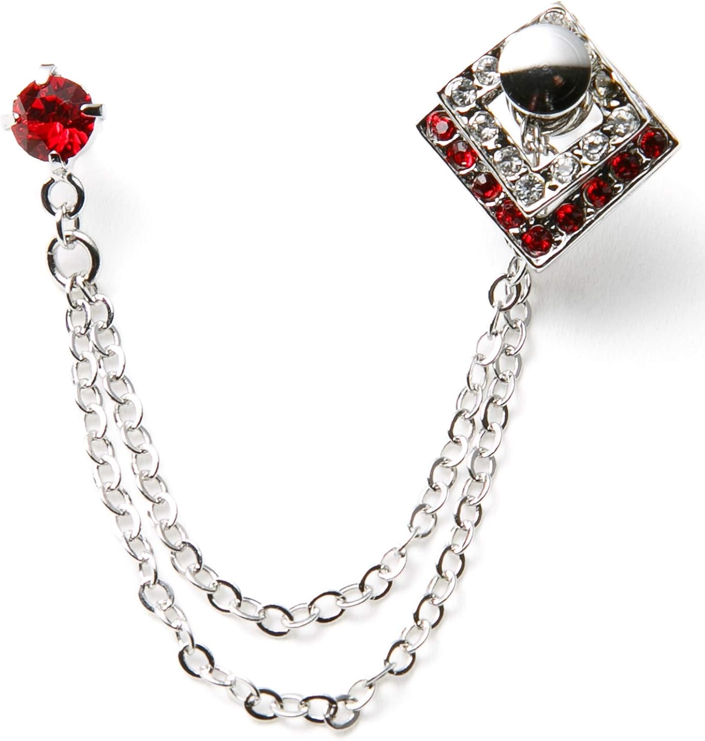 Amazon Co Jp ラペルピン スワロフスキー メンズ おしゃれ パーティ フォーマル ビジネス フォーマル 入社式 結婚式 Wスクエア レッド 服 ファッション小物