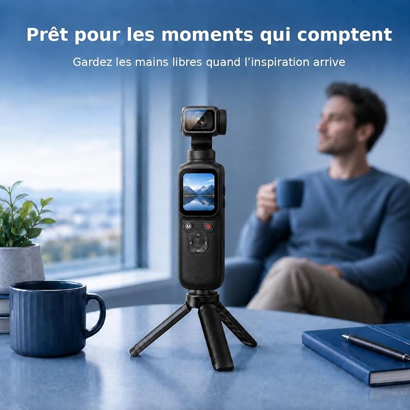 Camera Vlog 4K avec Suivi du Visage, Objectif Rotatif à 180°, Caméra de Corps avec WiFi pour Vélo, Voyage