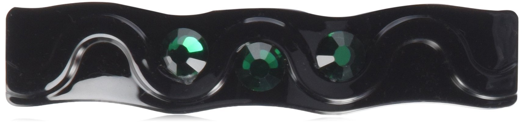 Caravan 0.5 oz Rolling Thick Hair Barrette with 3 Emerald Swarovski Rhine Stone