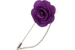 RRDAILY Rose Flower Pin Brooch for Men Long Chain Fringe Lapel Pin Fabric Boutonniere Pins Enhance Image Dress Accessories Groomsman Wedding Suit Accessories