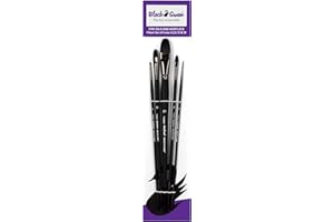 CREATIVE MARK Black Swan Synthetic Red Sable Paint Brushes - Filbert Set of 5 - Professional Quality Long Handle Paint Brushes for Oil, Heavy Body Media and Acrylic - Artists of All Levels