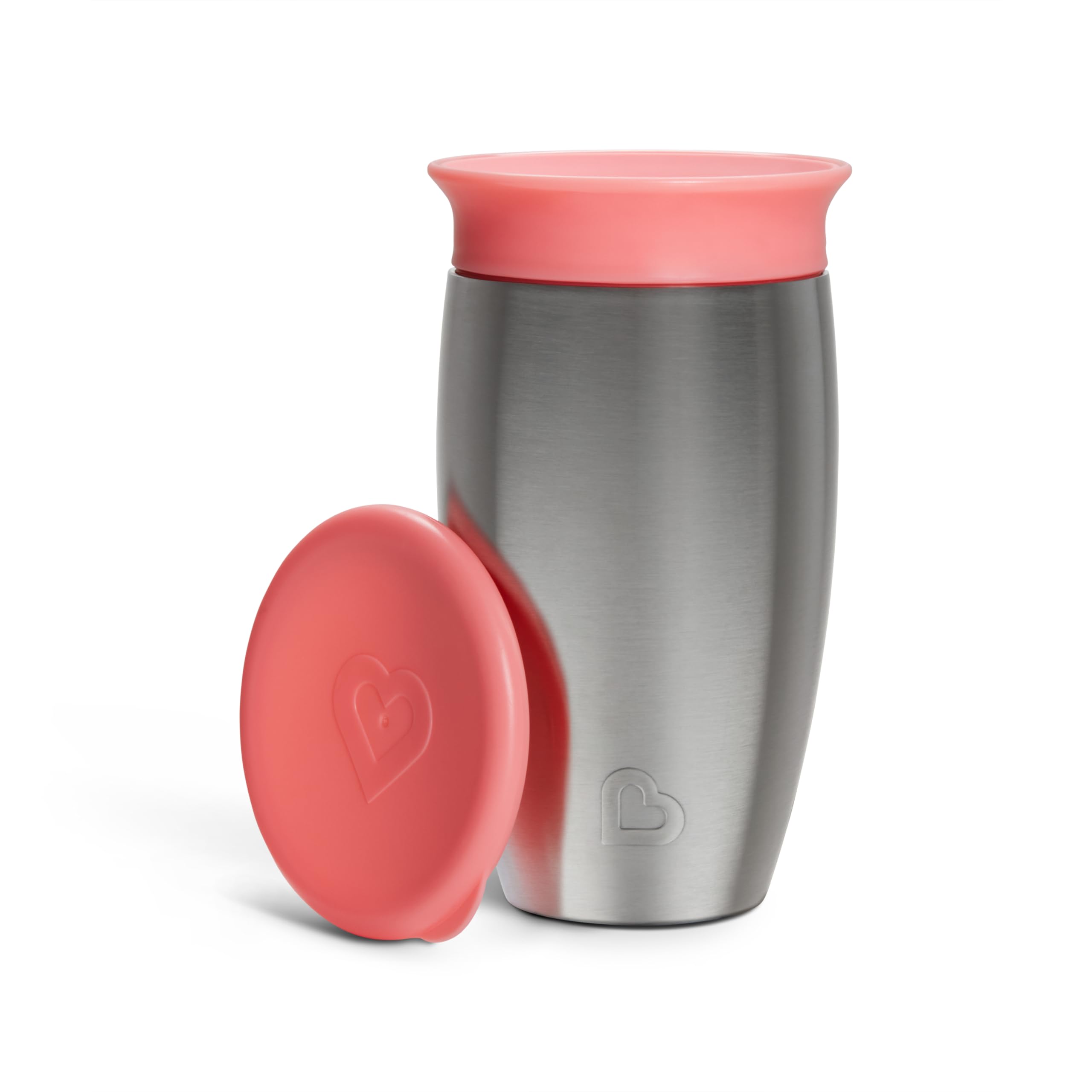 Munchkin Miracle 360 Cups, Stainless Steel Toddler Cup, BPA Free Baby & Toddler Sippy Cup, Non Spill Cup, Dishwasher Safe Baby Cup, Leakproof Childrens Cups, 12+ Months - 10oz/296ml, Pink