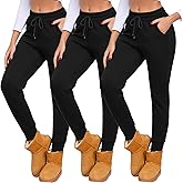 NEW YOUNG 3 Pack Fleece Lined Sweatpants for Women-Womens Joggers Pants with Pockets Workout Yoga Pants