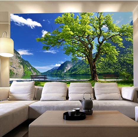 Amazon Co Jp Mzznzカスタム写真壁紙壁画自然風景中国風大壁画公園風景山と書斎の水 ホーム キッチン