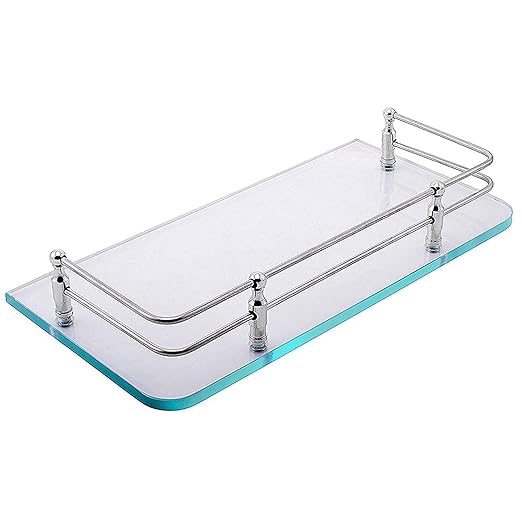 Klaxon Front Glass Shelf Bathroom Front Glass Shelves (Chrome Finish