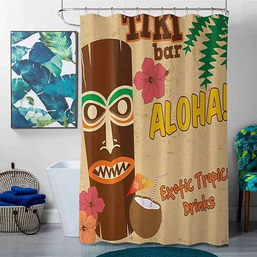 Amazon Com Homecoco Shower Curtains Longer Than 72 Inches Tiki