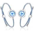 Long Distance Touch Bracelets, Light up & Vibration for Love - Pair of Couples Bracelets Long Distance Relationship Gifts for Girlfriend, Mother-Daughter, Sisters Bluetooth APP Set Up Pairing Jewelry