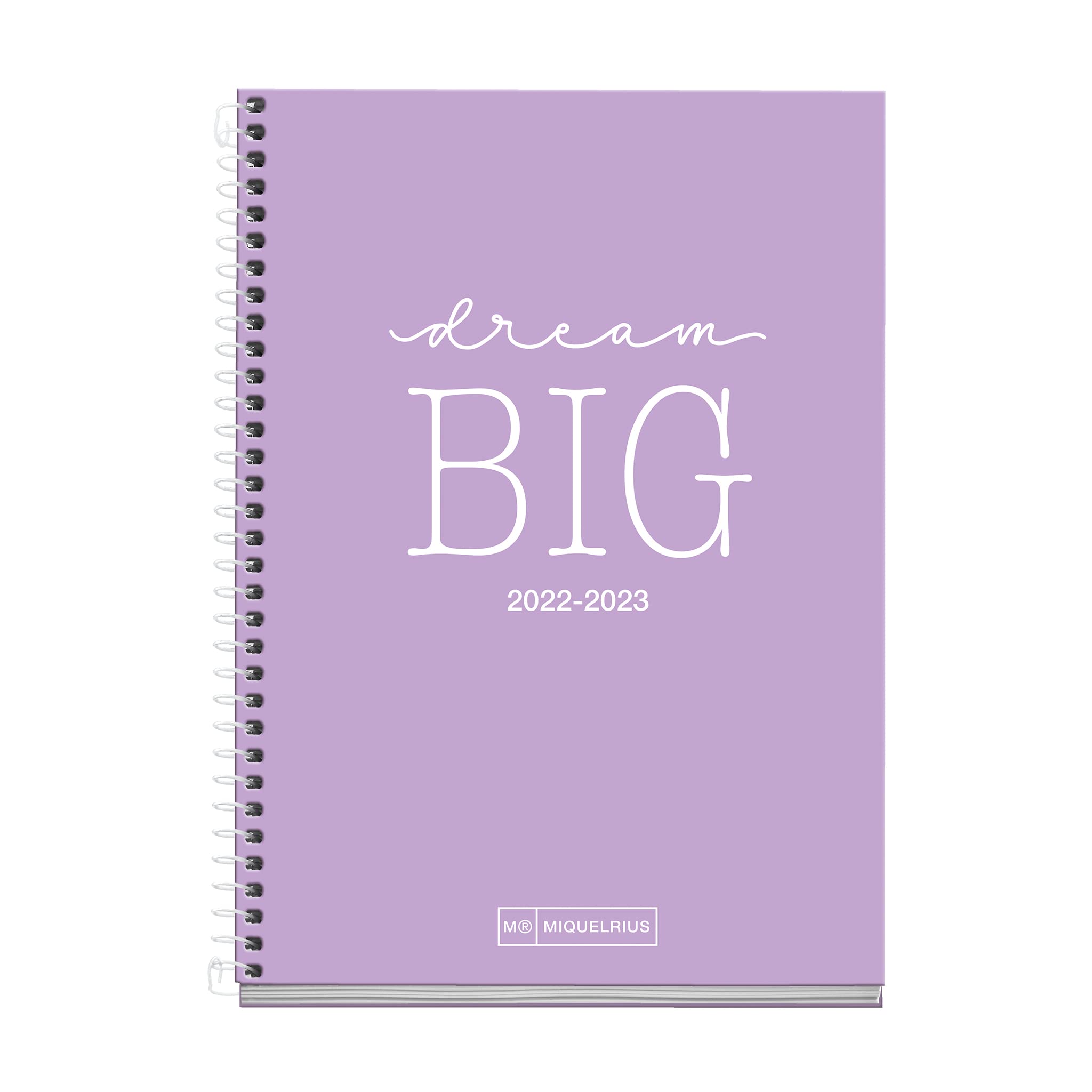 MIQUELRIUS - Agenda September 2022 June 2023 - Week Vista - Active Size 11,7 x 17,5 cm - Bilingual: Catalan, English - School - Phrase Lavender