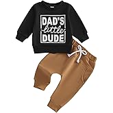 Kupretty Toddler Baby Boy Fall Winter Clothes Letter Graphic Long Sleeve Sweatshirt Pullover Tops + Joggers Pants Outfit Set