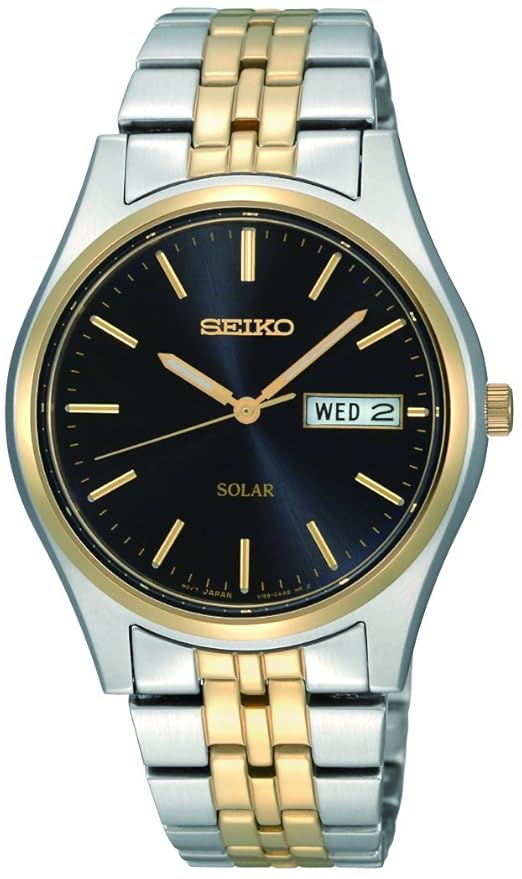 Seiko Herren Analog Solar Uhr mit Edelstahl Armband SNE034P1