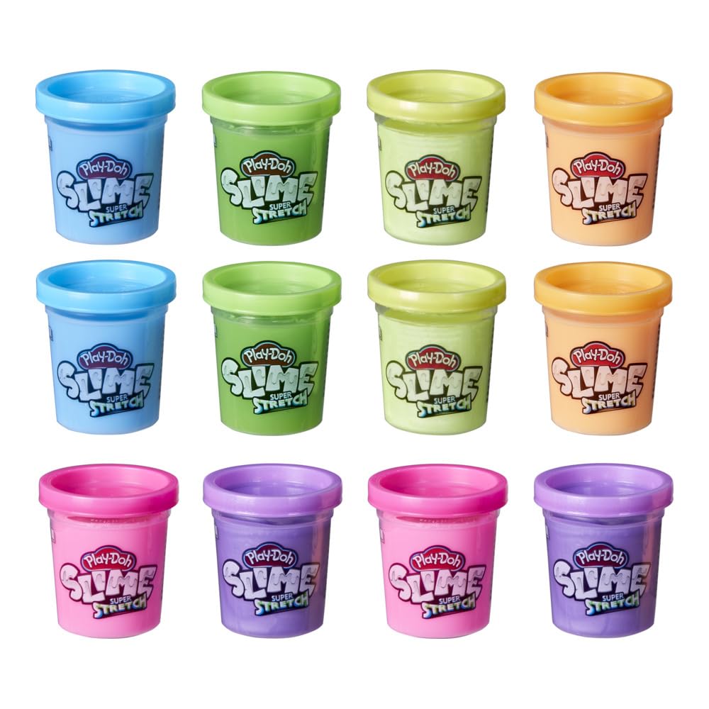 Hasbro Play-Doh Slime Super Stretch Multipack of 12 Assorted Colours for Children 3 Years and Up, Pre-made, Non-Toxic F1808 Multicolor - Amazon Exclusive — image 1