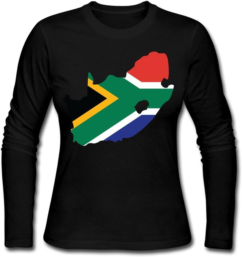 FQZX Women's South Africa Map Flag Long Sleeve T Shirt White