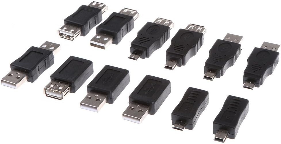 12 Pack USB2.0 OTG Adapter Male to Female Plug Connector Adapter Mini