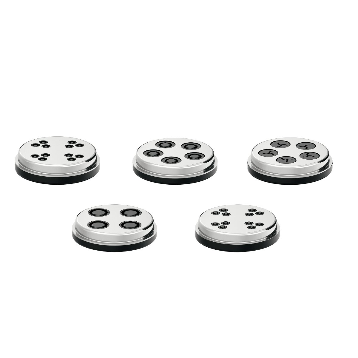 Bosch Pasta Slices MUZ9PP2 5 Different Shapes (Including Rigatoni, Fusilli, Maccheroni), Perforated Discs, Stainless Steel, Dishwasher Safe, Robust, Suitable for Meat Mincers of The Food Processor