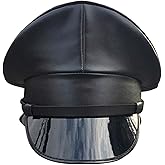 Peaked Officer Hat in Artificial Leather for Performances