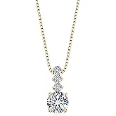 JL LITTLE FOREST Moissanite Pendant Necklace for Women, 925 Sterling Silver Lab Created Gem Elegant Dainty Jewelry Birthday Gifts for Wife Mom