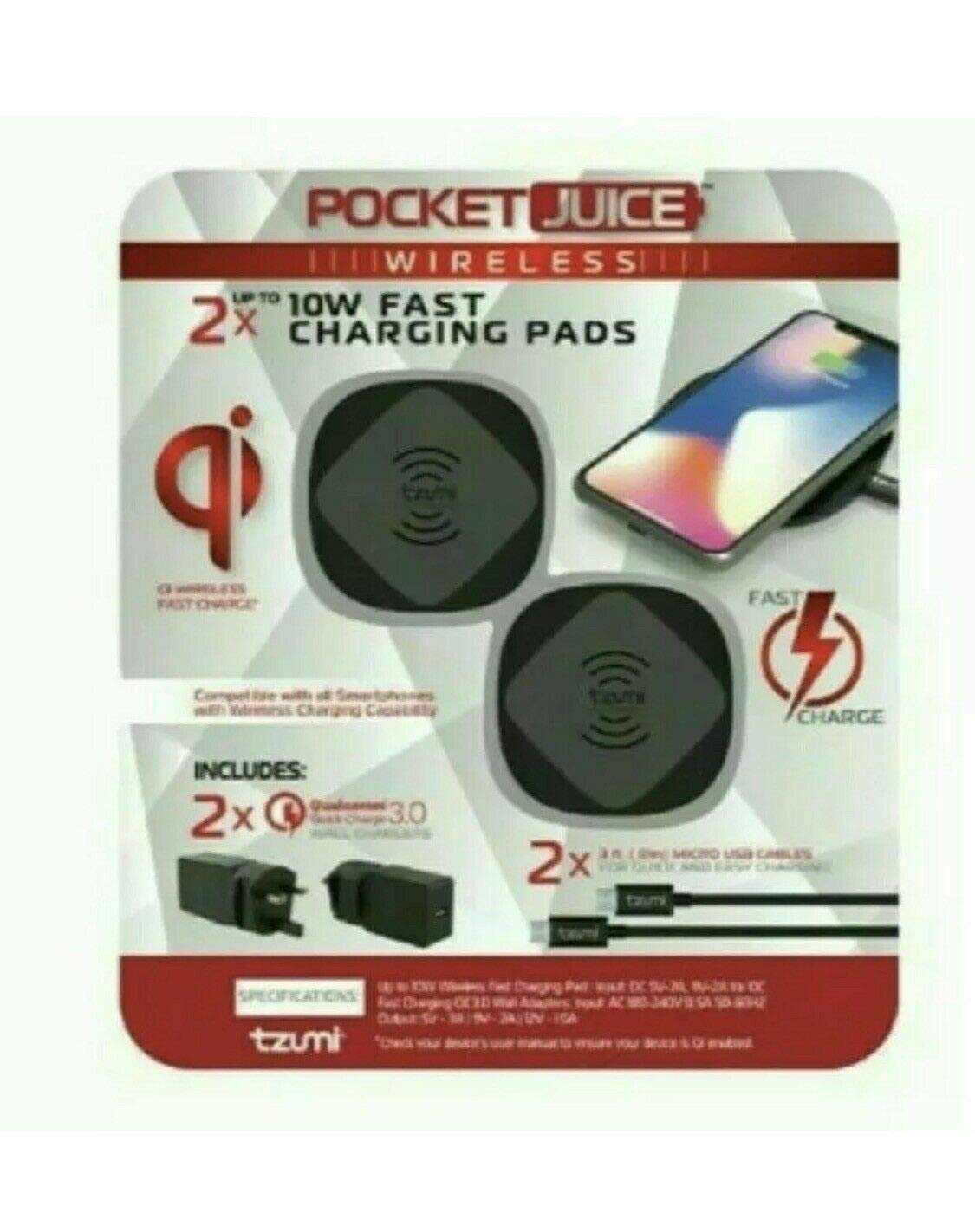 Pocket Juice Wireless Instant Fast Charging Desk Pads 10 Watts Twin 2 Pack