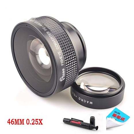 Pixco - Lente de Ojo de pez de Gran Angular (46 mm, 0,25 x, para ...