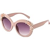 Betsey Johnson Women's Garden Party Sunglasses Round, Black, 141 mm