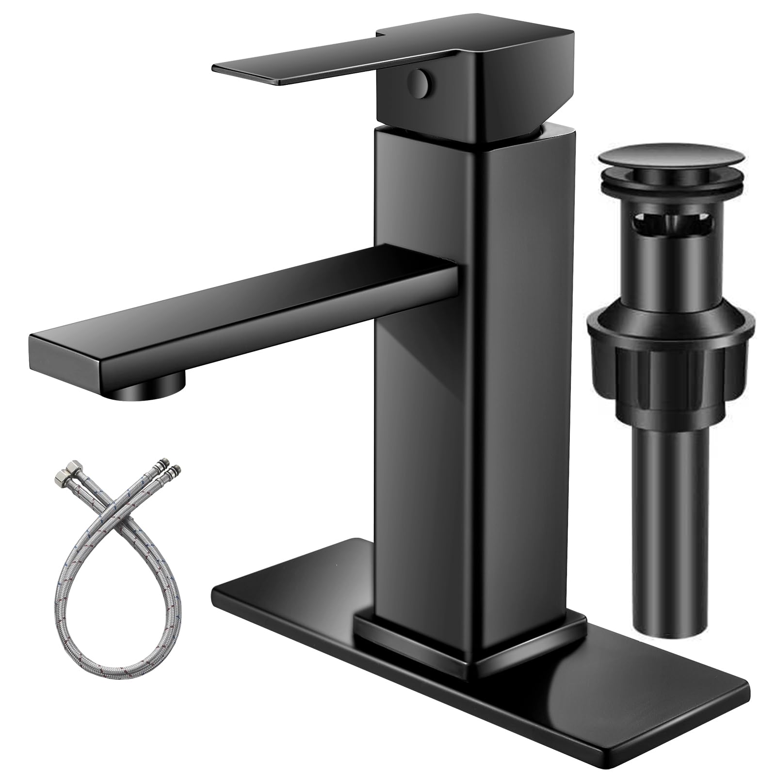 NICTIE Bathroom Faucet Black Bathroom Sink Faucet Single Hole Single ...